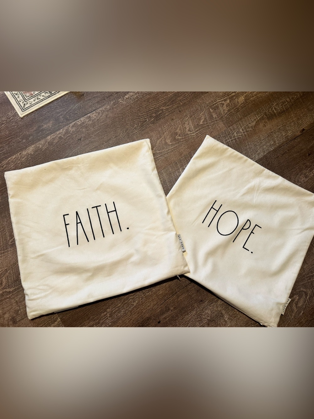 Rae Dunne Faith & Hope Cream Decorative Pillow Covers - Set of 2